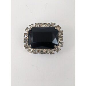 Rhinestone Brooch with Black Stone Centre Accent